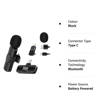 K8 Wireless Microphone, Plug Play Digital Mini Portable Recording Wireless Microphone