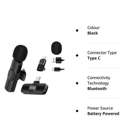 K8 Wireless Microphone, Plug Play Digital Mini Portable Recording Wireless Microphone